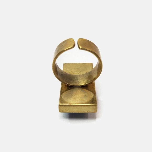 Dichroic Glass Cabochon Brass Adjustable Shank Ring Size 7.5 - Picture 3 of 4